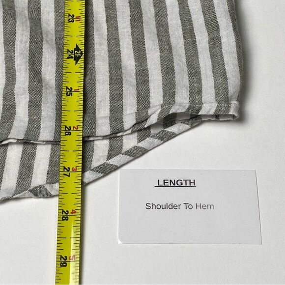 H&M Linen Blend Striped Button Front Regular Fit Coupe Standard Button Up Mens S - Picture 13 of 16